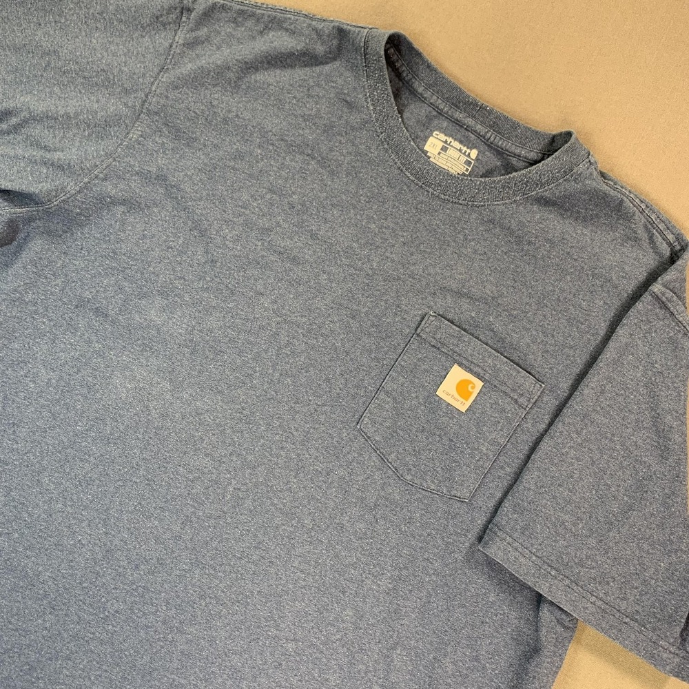 Carhartt K87 Shirt Mens 2XL Blue‎ Loose Fit Short Sleeve Pocket Workwear Tee